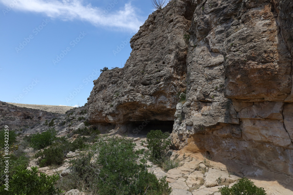 Walnut Canyon, ancient rock shelter at Carlsbad Caverns National Park, New Mexico Walnut Canyon, ancient rock shelter at Carlsbad Caverns National Park, New Mexico