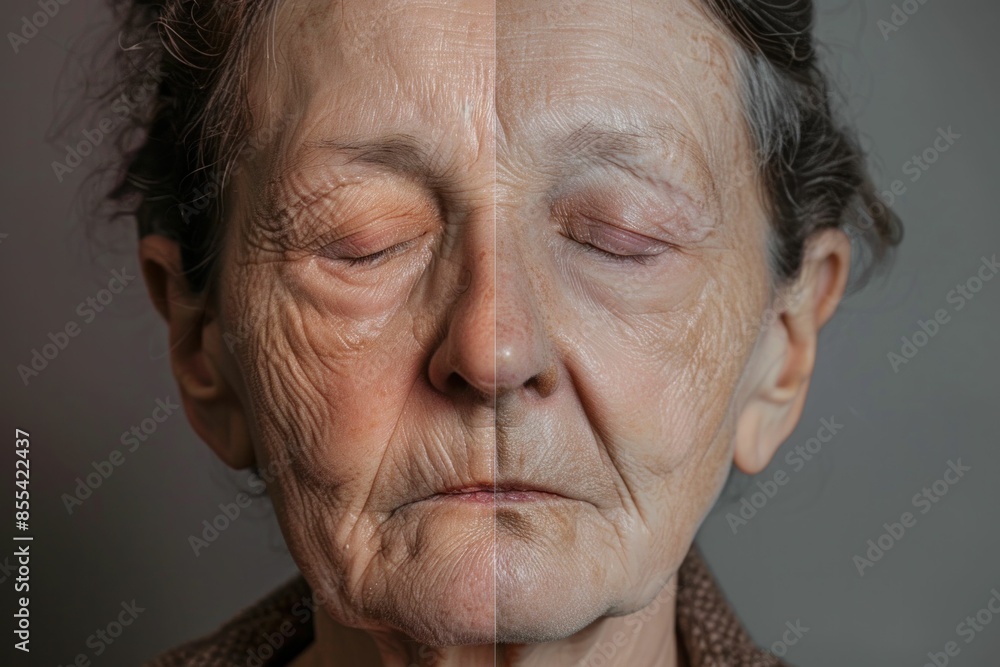 Transformation of an older woman with facelift before and after results of beauty makeover and medical procedure Transformation of an older woman with facelift before and after results of beauty makeover and medical procedure