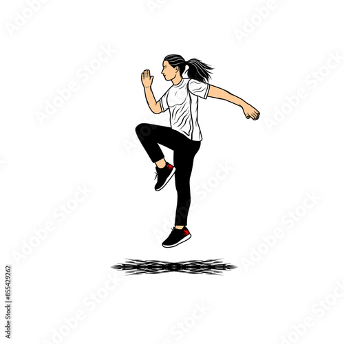 women doing jumping cardio vector illustration