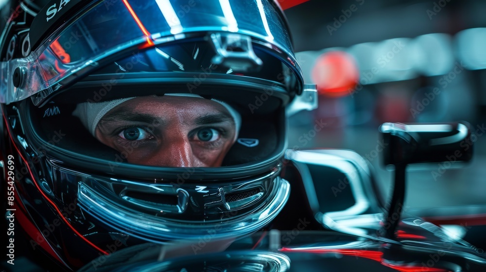 Race Car Driver Focused on the Track Race Car Driver Focused on the Track