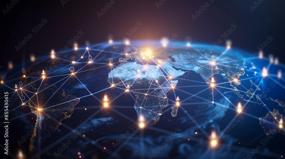 Communication technology for internet business. Global world network and telecommunication on earth cryptocurrency and blockchain and IT Communication technology for internet business. Global world network and telecommunication on earth cryptocurrency and blockchain and IT