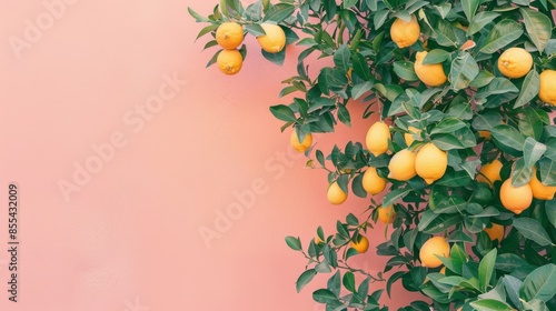 lemon tree with bright yellow lemons and green leaves