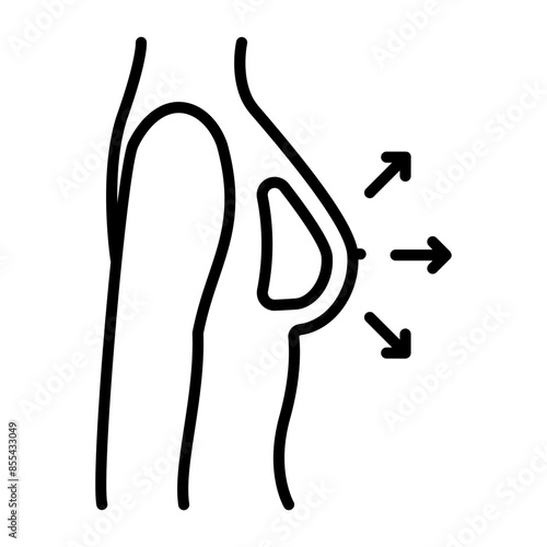 Breast implant concept, Fat Transfer Breast Augmentation vector icon design, Cosmetology or Cosmetologist Symbol,esthetic beauty outline Sign, Beauty treatment stock illustration