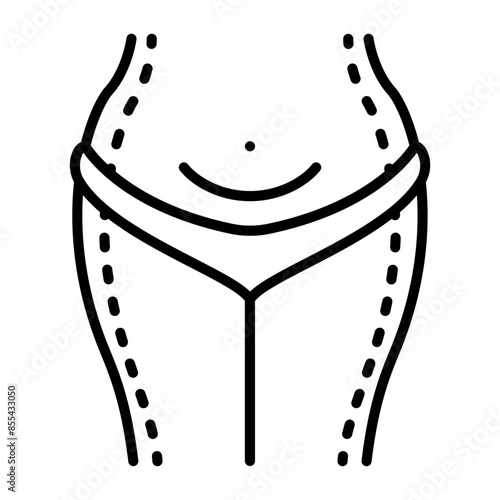 Tummy Tuck or Abdominoplasty concept, vector icon design, Cosmetology or Cosmetologist Symbol,esthetic beauty outline Sign, Beauty treatment stock illustration