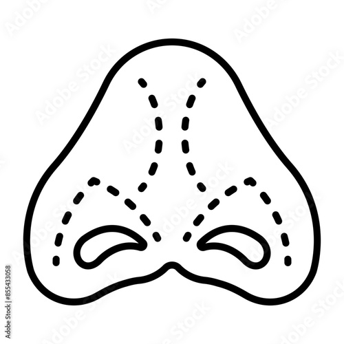 Piggy or Short Over-Rotated Nose concept, Complex Cartilages reconstruction vector icon design, Cosmetology or Cosmetologist Symbol,esthetic beauty outline Sign, Beauty treatment stock illustrati