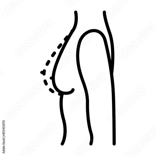 Transaxillary Breast Augmentation concept, Scarless implant Plastic Surgery vector icon design, Cosmetology or Cosmetologist Symbol,esthetic beauty outline Sign, Beauty treatment stock illustration