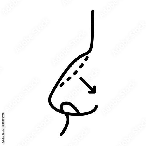 Rhinoplasty or Nose Job concept, Nasal Pyramid or Saddle-Shaped Fix vector icon design, Cosmetology or Cosmetologist Symbol,esthetic beauty outline Sign, Beauty treatment stock illustration