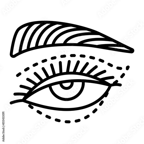 Blepharoplasty concept, redefine the Eyebrows lines vector icon design, Cosmetology or Cosmetologist Symbol,esthetic beauty outline Sign, Beauty treatment stock illustration