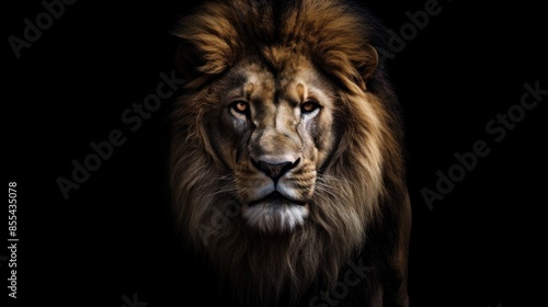 A lion with a long mane and a fierce look on its face © Daisha