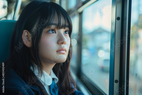 Free Download 公共交通機関で通学する女子高生「AI生成画像」 - GFXLoad