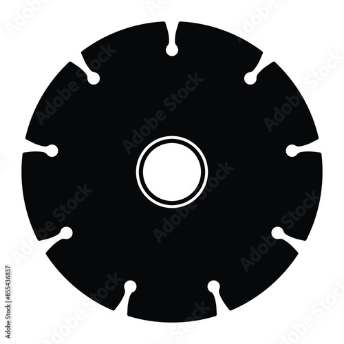 Diamond circular disc blade vector icon. Black silhouette. Symbol for concrete cutting. Angle grinder Tool.