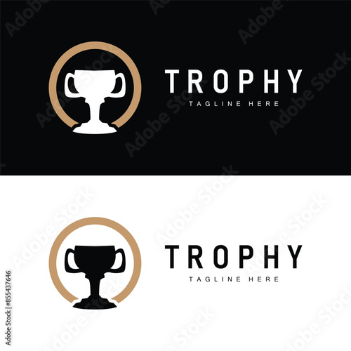 Championship Cup Trophy Logo Illustration Award Winner Template Design