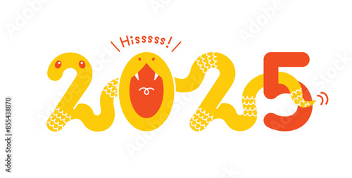 2025年、巳年の年賀状素材　蛇のイラストモチーフ