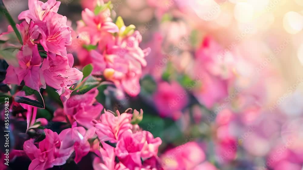 Pink flowers in full bloom under soft sunlight Pink flowers in full bloom under soft sunlight