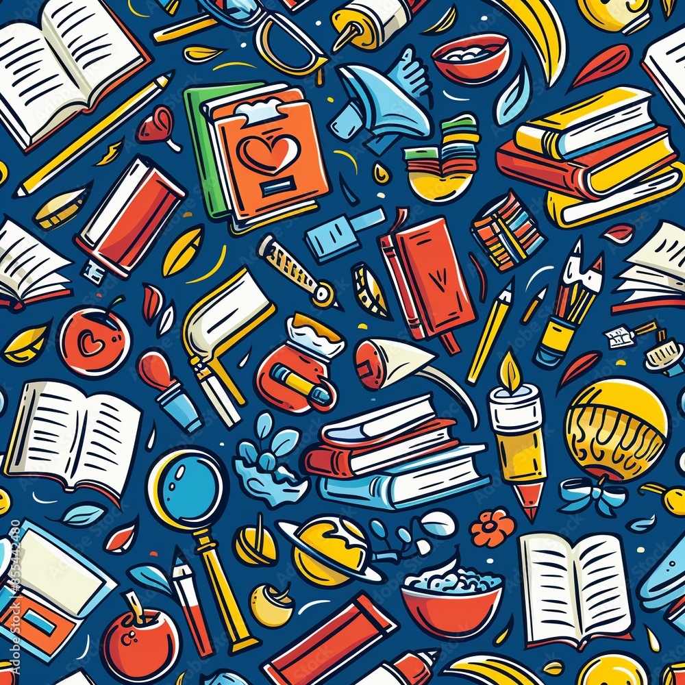 A playful and creative back to school doodle pattern A playful and creative back to school doodle pattern