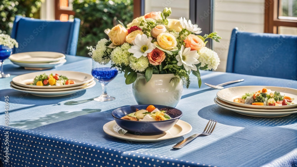 A beautifully set table with a nutritious meal, fresh flowers, and a warm atmosphere, conveying a sense of comfort and peaceful retirement living.,hd 8k A beautifully set table with a nutritious meal, fresh flowers, and a warm atmosphere, conveying a sense of comfort and peaceful retirement living.,hd 8k