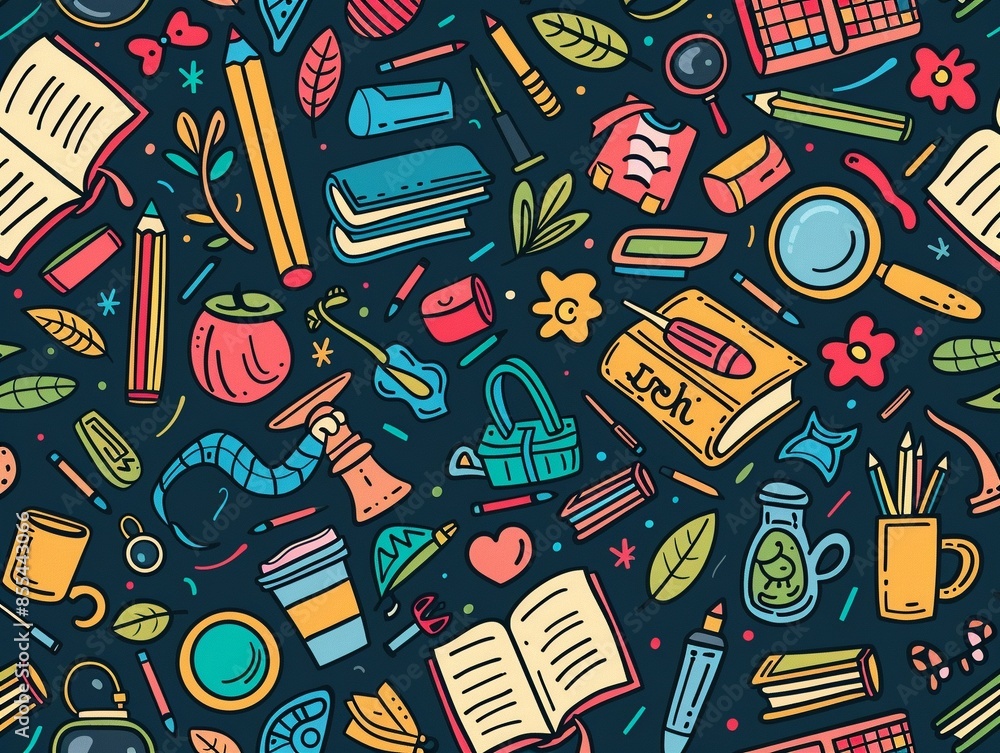 A playful and creative back to school doodle pattern A playful and creative back to school doodle pattern