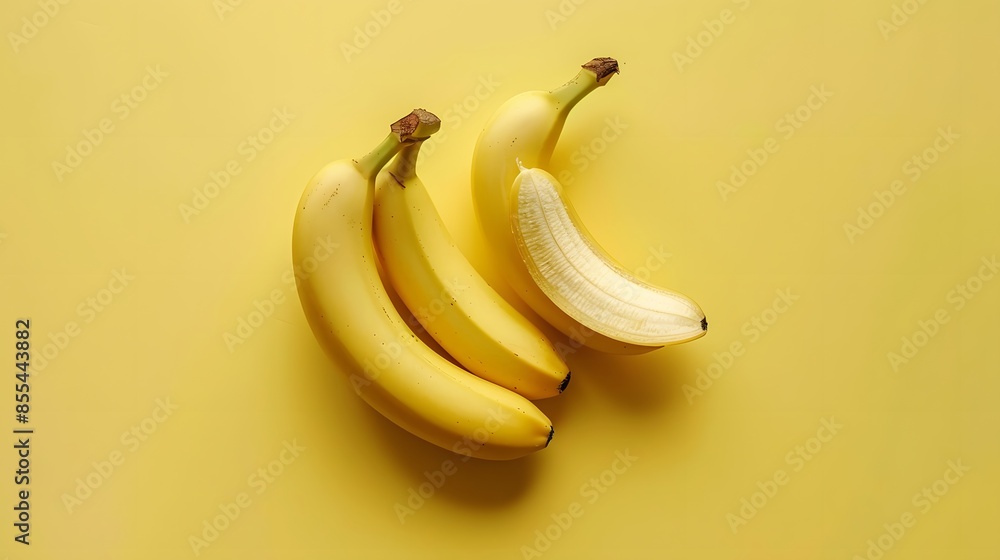 peeled banana on yellow background. peeled banana on yellow background.
