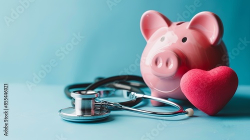 Healthcare Savings Concept with Piggy Bank and Stethoscope