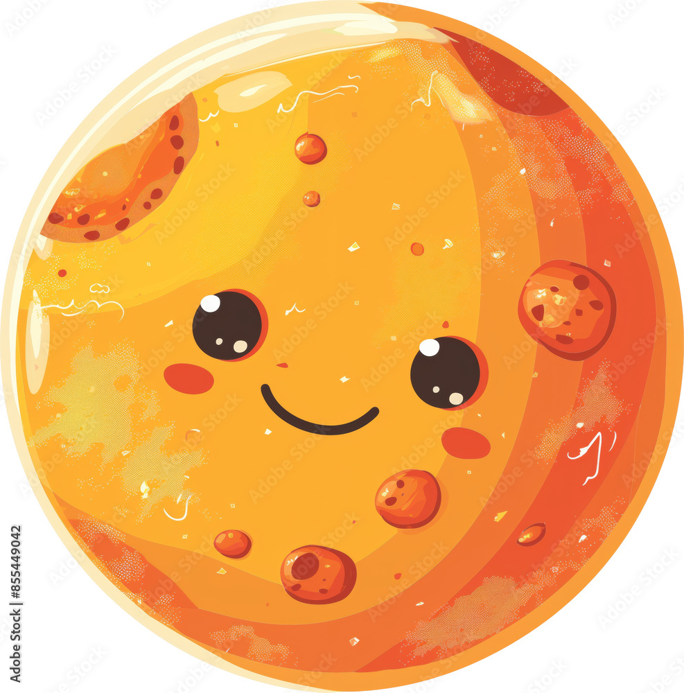 Cute cartoon illustration of a smiling orange planet isolated on transparent background. Cute cartoon illustration of a smiling orange planet isolated on transparent background.