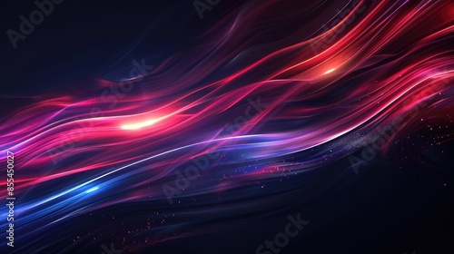 Colorful abstract background with bright glowing neon red and blue waves and sparkles. AIG51A. photo