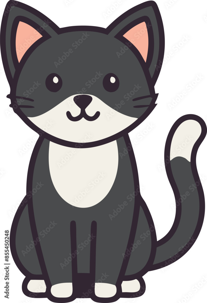 adorable black cat flat design illustration adorable black cat flat design illustration