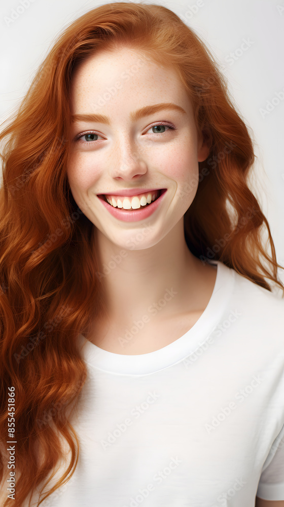 closeup portrait of amazing young red hair woman attractive appearance isolated over colorful background closeup portrait of amazing young red hair woman attractive appearance isolated over colorful background