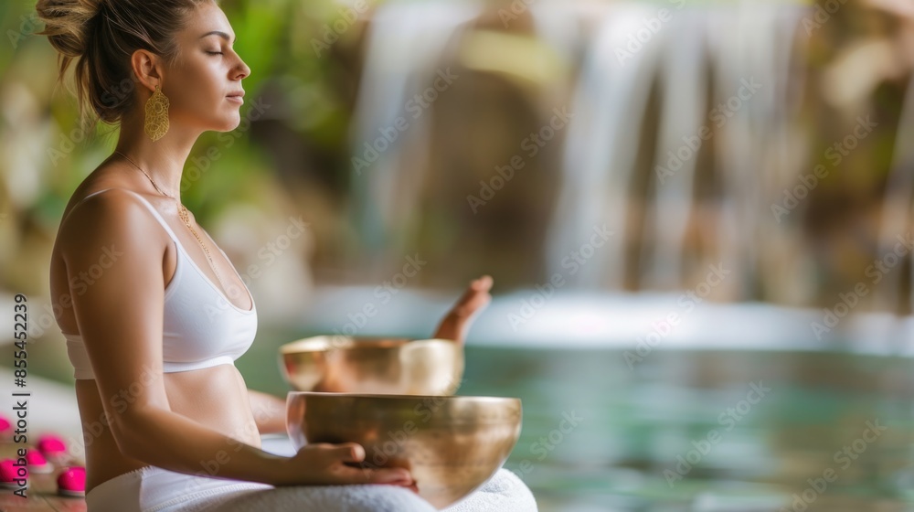 Serene Yoga Meditation by a Waterfall with Singing Bowls Serene Yoga Meditation by a Waterfall with Singing Bowls