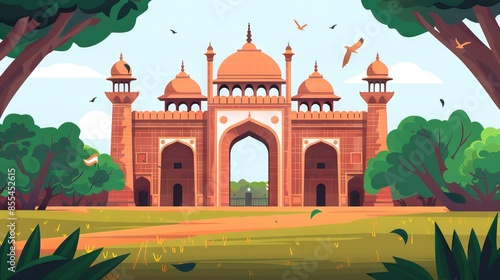 culture religion mosque moslem place cartoon line arat style