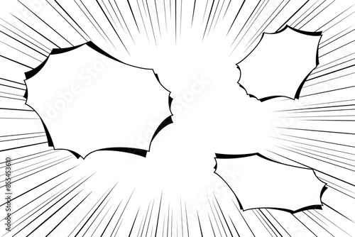 吹き出しと集中線のシンプルな漫画背景