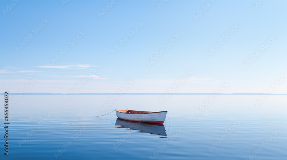 Small Boat Anchored in Calm Waters
