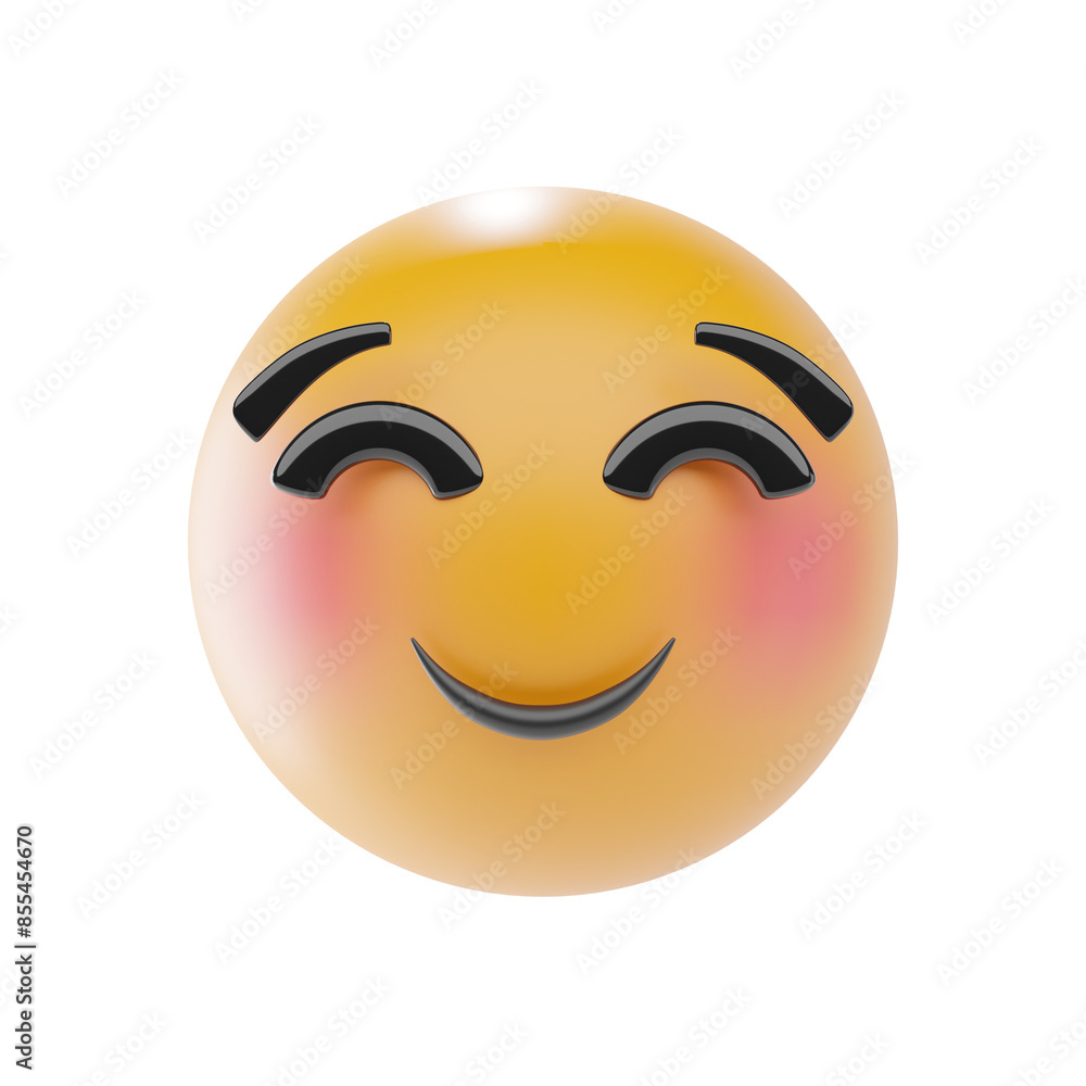 Fototapeta premium smilling face with smilling eyes emoji 3d icon and illustration