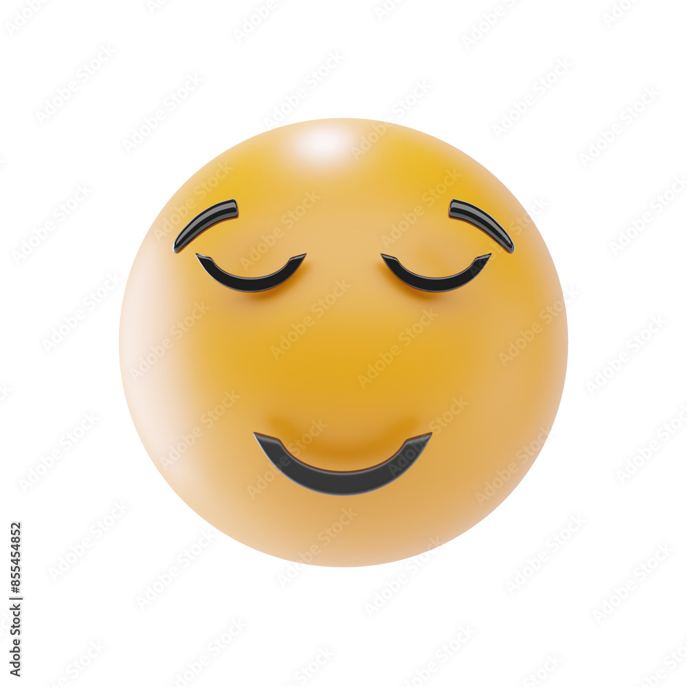 Fototapeta premium relieved face emoji 3d icon and illustration