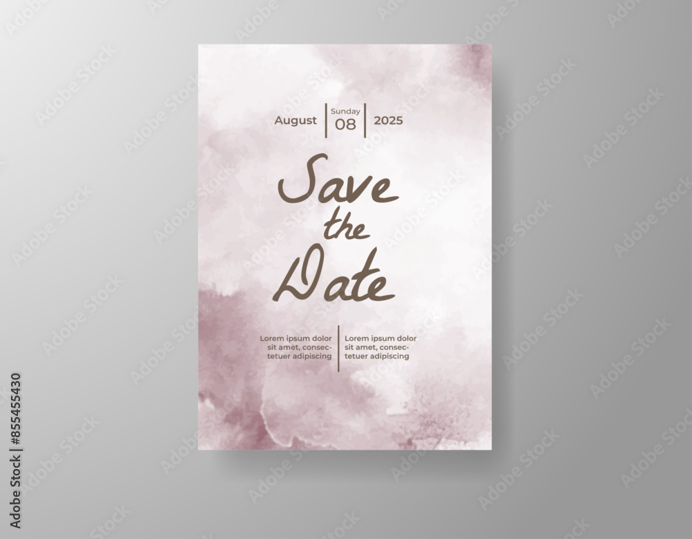 Wedding invitation with abstract watercolor background