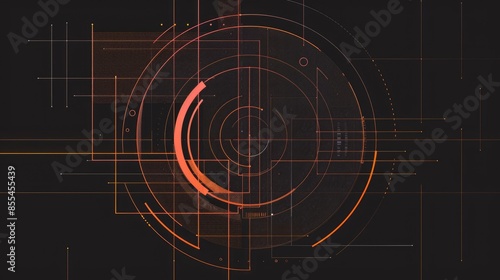 An orange and black background with a glowing orange circle in the center. AIG51A. photo