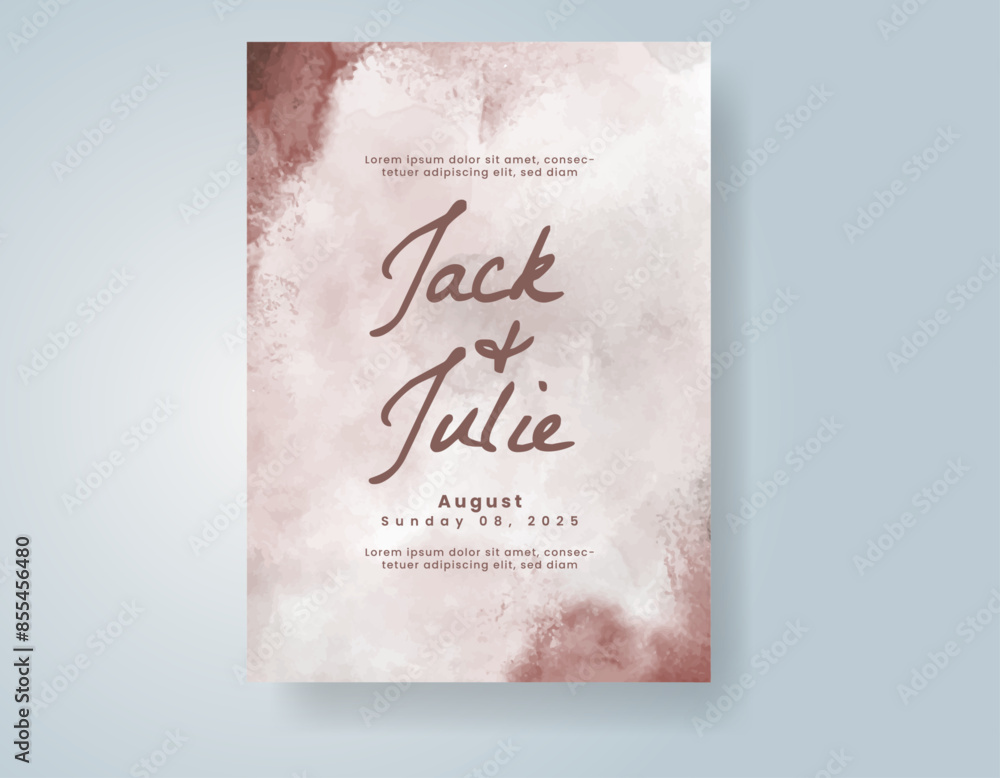 Wedding invitation with abstract watercolor background