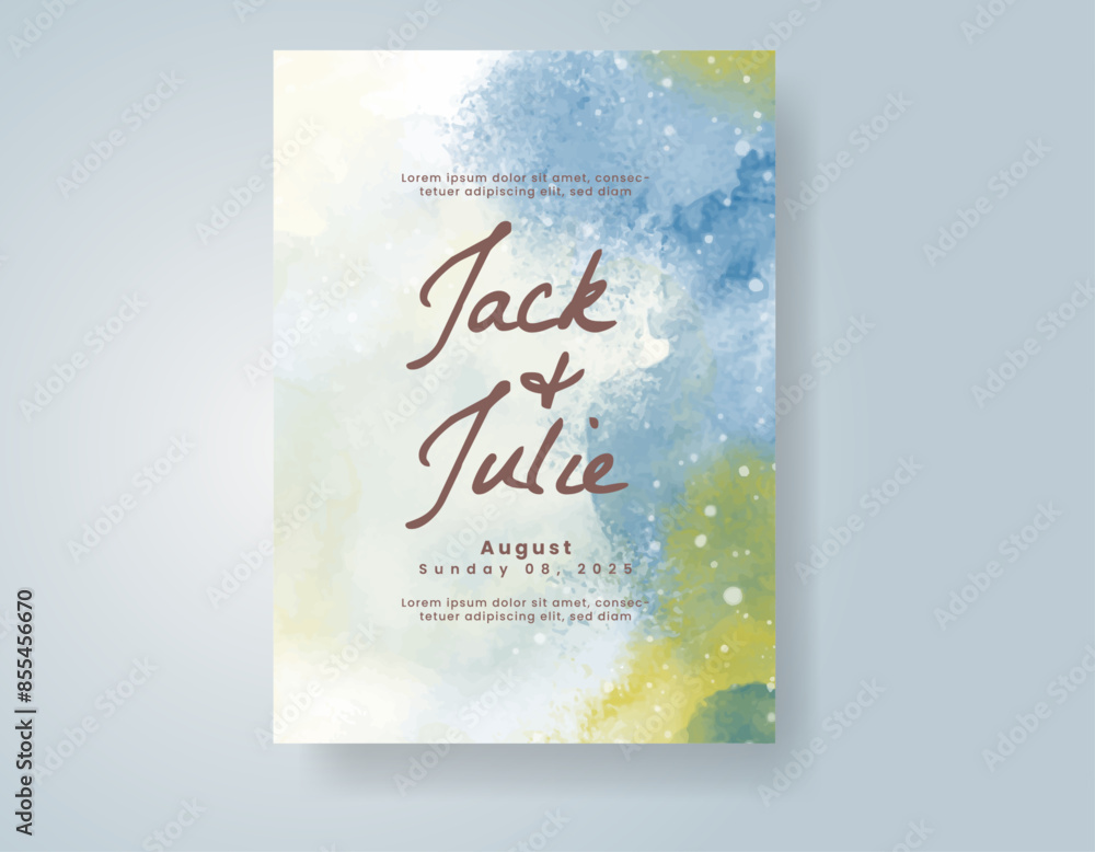 Wedding invitation with abstract watercolor background Wedding invitation with abstract watercolor background