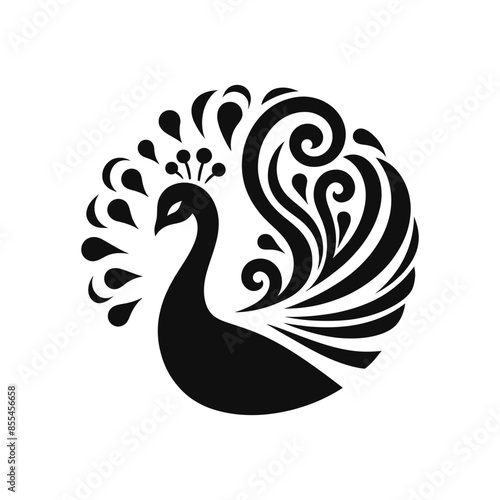 Abstract and religious peacock logo mandala icon design