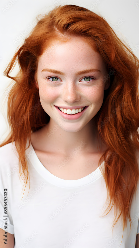 closeup portrait of amazing young red hair woman attractive appearance isolated over colorful background closeup portrait of amazing young red hair woman attractive appearance isolated over colorful background