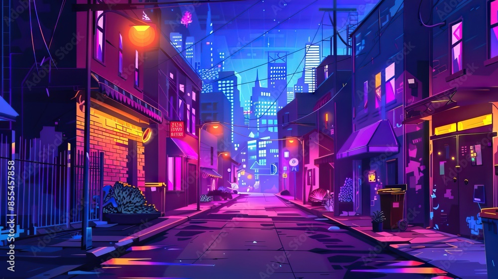 night view on a city street in vibrant colors 3 night view on a city street in vibrant colors 3