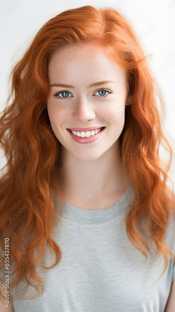 closeup portrait of amazing young red hair woman attractive appearance isolated over colorful background closeup portrait of amazing young red hair woman attractive appearance isolated over colorful background