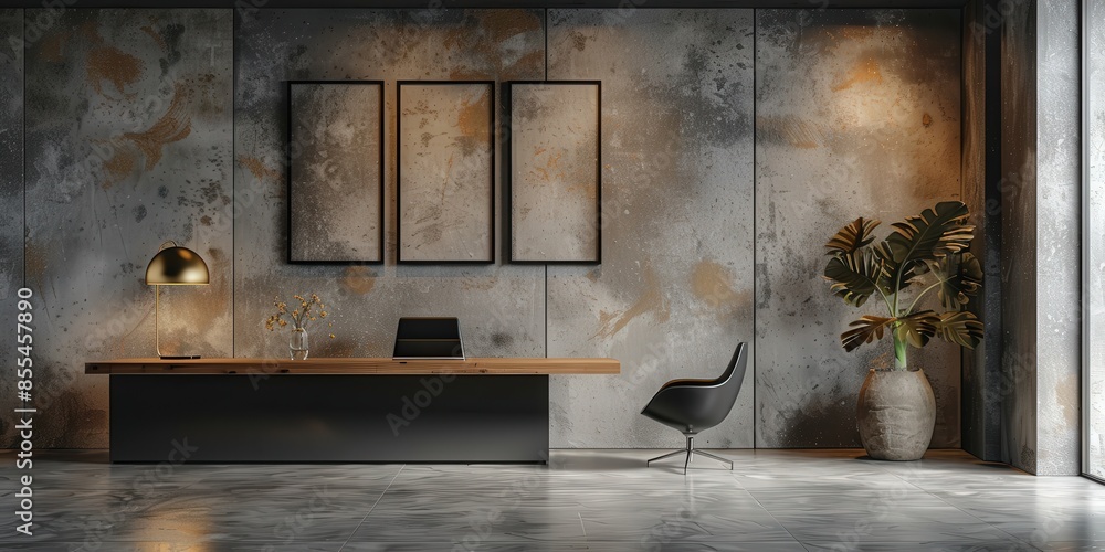 Modern Office Interior Design with Concrete Wall Modern Office Interior Design with Concrete Wall