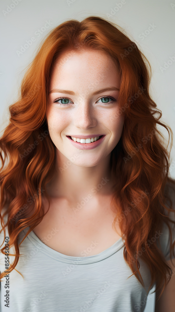closeup portrait of amazing young red hair woman attractive appearance isolated over colorful background closeup portrait of amazing young red hair woman attractive appearance isolated over colorful background