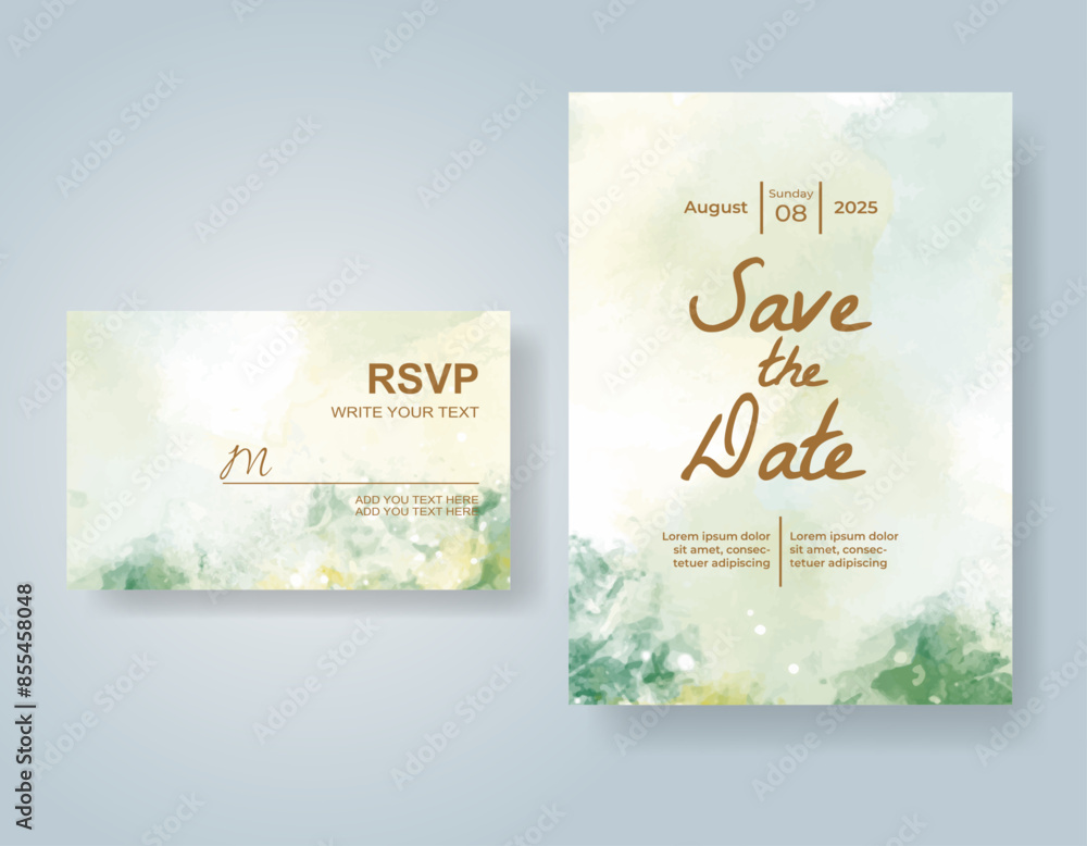 Wedding invitation with abstract watercolor background Wedding invitation with abstract watercolor background