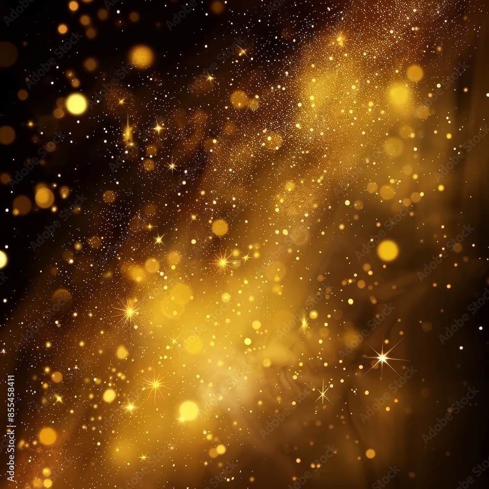 Bright gold winter sky sparkles with festive holiday stars Bright gold winter sky sparkles with festive holiday stars