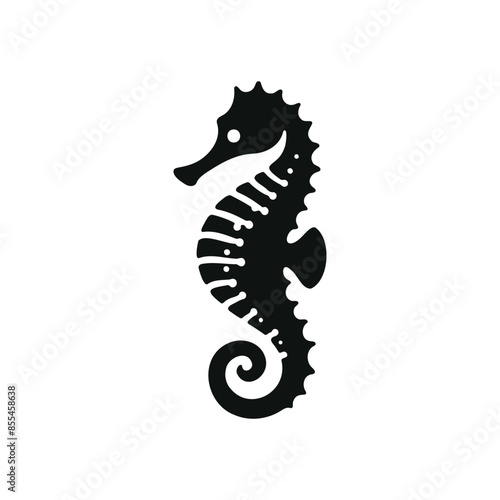 seahorse silhouette vector icon flat illustration logo clipart