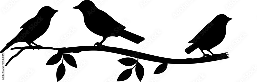 Obraz premium Silhouette Branch Bird Vector Image