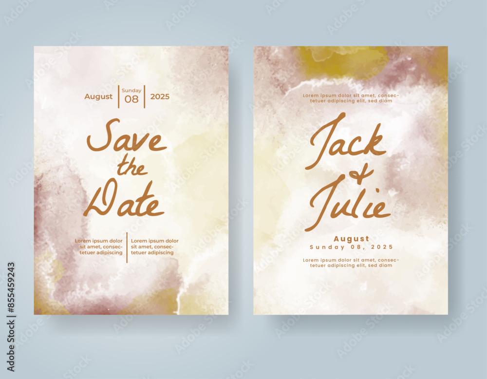 Wedding invitation with abstract watercolor background Wedding invitation with abstract watercolor background