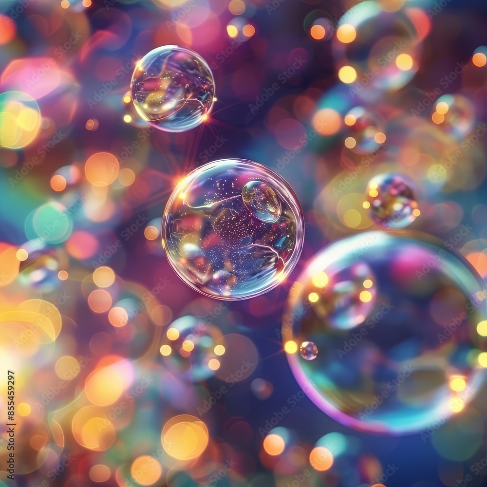 Vivid orbs hover in a radiant, bright expanse Vivid orbs hover in a radiant, bright expanse