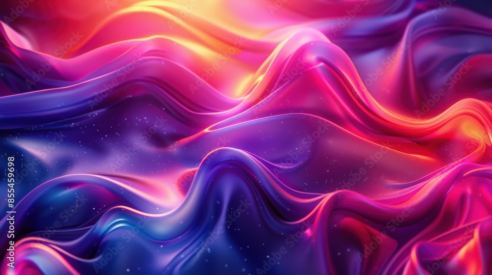 A colorful, flowing piece of fabric with a starry sky background A colorful, flowing piece of fabric with a starry sky background